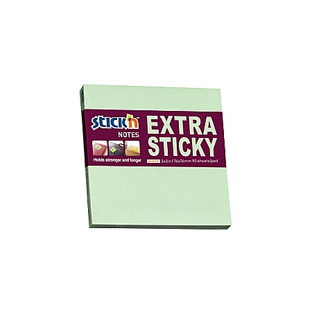 Notesuri  adezive - Notes autoadeziv extra-sticky 76 x 76mm, 90 file, Stick"n - verde pastel