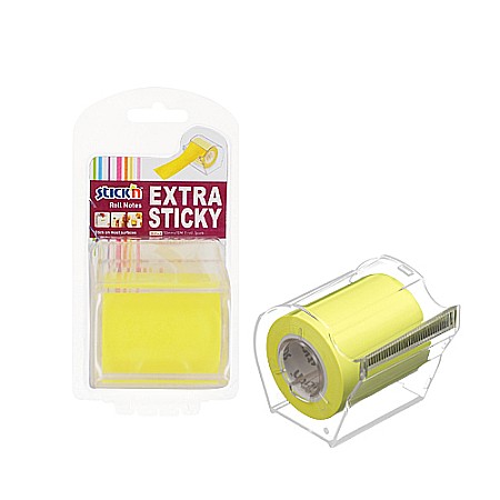 Notesuri  adezive - Notes autoadeziv in rola, cu dispenser, 50 mm x 10 m, Stick"n - galben neon
