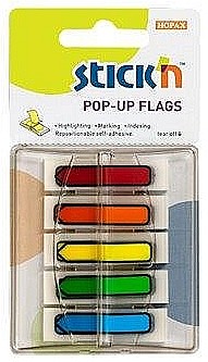 Indecsi si separatoare - Film index autoadeziv 45 x 12mm, 5 x 30file/set, cu dispenser, Stick"n Pop-up - 5 culori neon