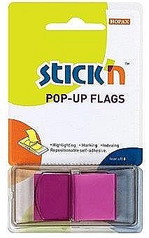 Indecsi si separatoare - Film index autoadeziv 45 x 25mm, 50 file/set, cu dispenser, Stick"n Pop-up - mov