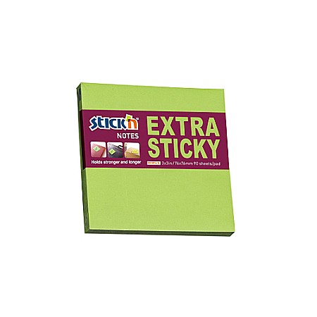 Notesuri  adezive - Notes autoadeziv extra-sticky 76 x 76mm, 90 file, Stick"n - verde neon