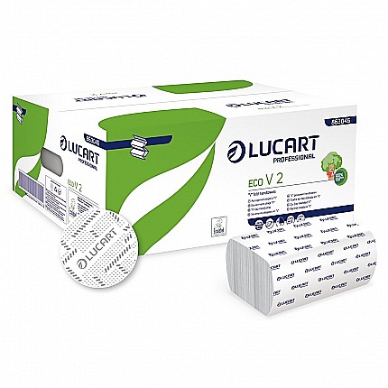 Prosoape de hartie - Prosop pliat hartie Lucart Eco V2 2str alb 190foi/set 20set/bax