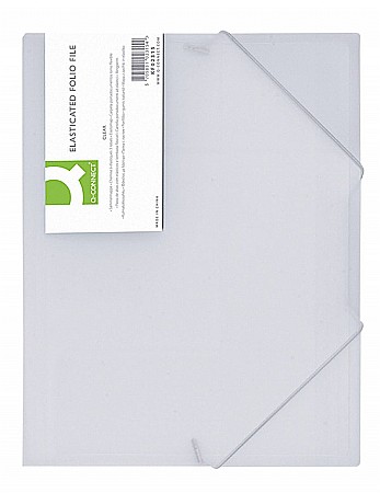 Mape din plastic - Mapa plastic cu elastic pe colturi, 400 microni, Q-Connect - alb transparent