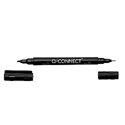 Markere pentru CD/DVD - Marker CD/DVD cu 2 capete, varfuri - 0.4/1mm, Q-Connect - negru