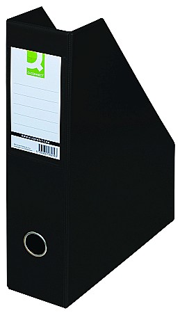 Suporti pentru cataloage - Suport reviste, carton plastifiat PVC, latime 76mm, Q-Connect - negru