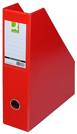 Suporti pentru cataloage - Suport reviste, carton plastifiat PVC, latime 76mm, Q-Connect - rosu