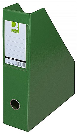 Suporti pentru cataloage - Suport reviste, carton plastifiat PVC, latime 76mm, Q-Connect - verde