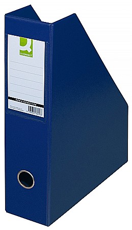 Suporti pentru cataloage - Suport reviste, carton plastifiat PVC, latime 76mm, Q-Connect - bleumarin