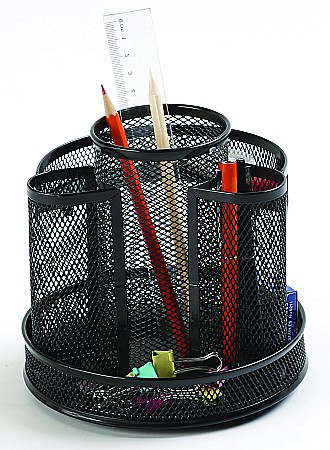 Organizer metalic Mesh, de birou, rotativ, Q-Connect - negru
