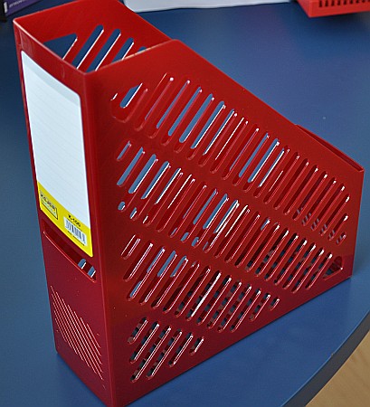 Suporti pentru cataloage - Suport vertical plastic pentru cataloage, 75mm, KEJEA - rosu