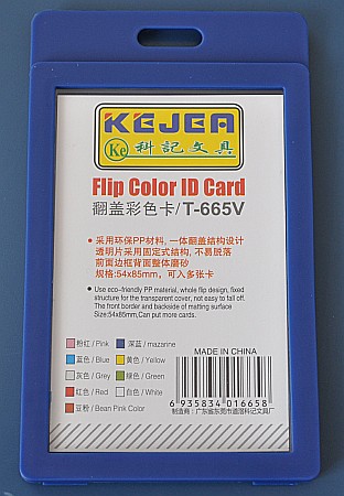 Ecusoane si accesorii - Suport PP tip flip, pentru carduri, 55 x 85mm, vertical, 5 buc/set, KEJEA - bleumarin