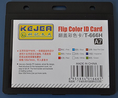 Sisteme de afisare - Suport PP tip flip, pentru carduri, 105 x 74mm, orizontal, 5 buc/set, KEJEA - negru