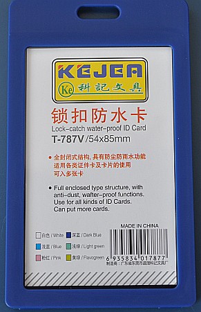 Ecusoane si accesorii - Suport PP water proof snap type, pentru carduri, 55 x 85mm, vertical, 5 buc/set, KEJEA - bleumarin