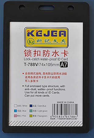 Ecusoane si accesorii - Suport PP water proof snap type, pentru carduri, 74 x 105mm, orizontal, 5 buc/set, KEJEA - negru