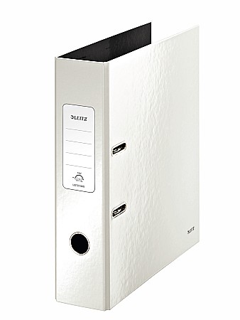 Bibliorafturi - Biblioraft LEITZ 180 Wow, A4, 85mm, carton laminat - alb metalizat