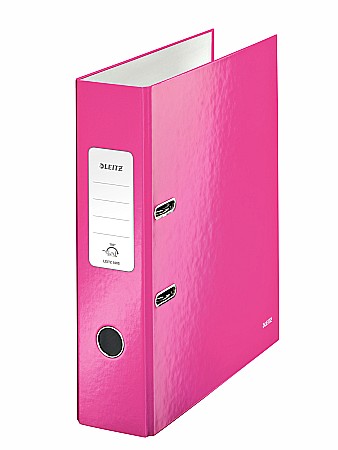 Bibliorafturi - Biblioraft LEITZ 180 Wow, A4, 85mm, carton laminat - roz metalizat