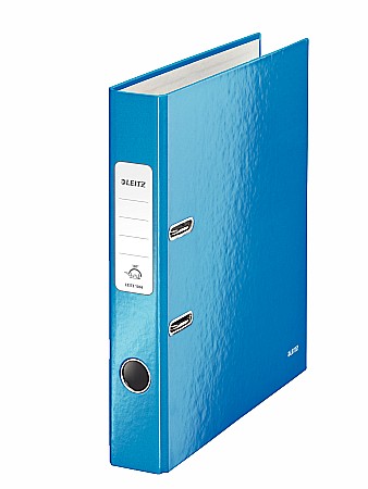 Bibliorafturi - Biblioraft LEITZ 180 Wow, A4, 50mm, carton laminat - albastru metalizat