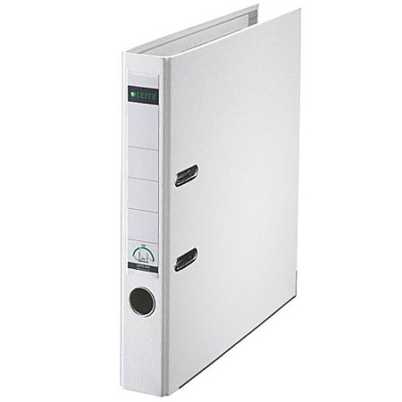 Organizare si arhivare - Biblioraft LEITZ 180, A4, plastifiat PP, margine metalica 52 mm - alb