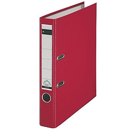 Organizare si arhivare - Biblioraft LEITZ 180, A4, plastifiat PP, margine metalica 52 mm - rosu