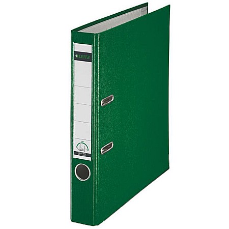 Bibliorafturi - Biblioraft LEITZ 180, A4, plastifiat PP, margine metalica 52 mm - verde