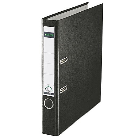 Bibliorafturi - Biblioraft LEITZ 180, A4, plastifiat PP, margine metalica 52 mm - negru