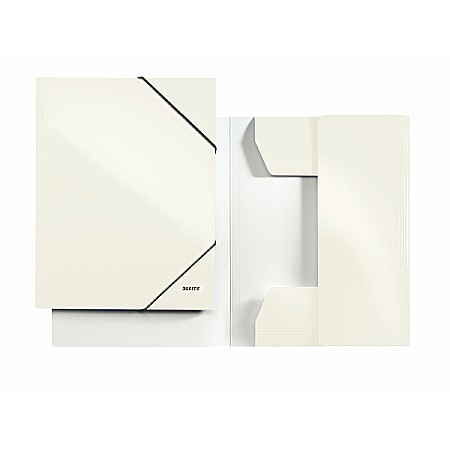 Mape din carton - Mapa LEITZ Wow, carton cu elastic - alb metalizat