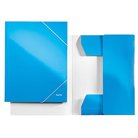 Mape din carton - Mapa LEITZ Wow, carton cu elastic - albastru metalizat