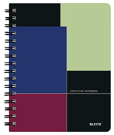Produse din hartie - Caiet de birou LEITZ Executive, PP, A5, cu spira, matematica - negru/violet