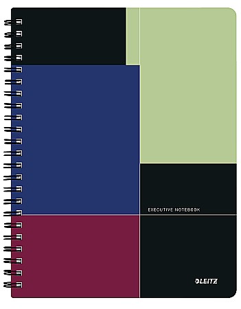 Produse din hartie - Caiet de birou LEITZ Executive Get Organized, PP, A4, cu spira matematica - negru/violet