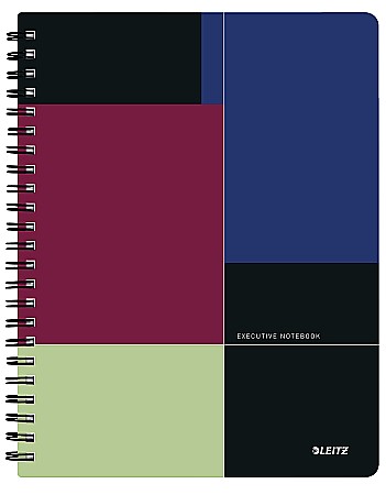 Produse din hartie - Caiet de birou LEITZ Executive Get Organized, PP, A4, cu spira dictando - negru/violet