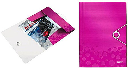 Mape din plastic - Mapa LEITZ Wow cu elastic, plastic PP - roz metalizat