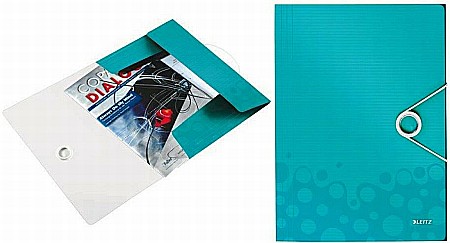 Mapa LEITZ Wow cu elastic, plastic PP - turcoaz metalizat