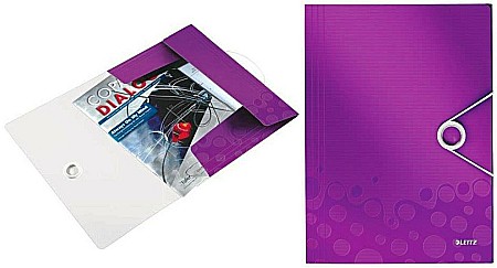 Mapa LEITZ Wow cu elastic, plastic PP - mov metalizat