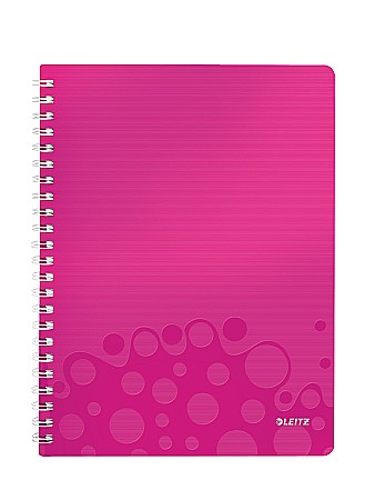 Produse din hartie - Caiet de birou LEITZ Wow, PP, A4, cu spira, matematica - roz metalizat