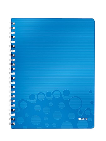 Produse din hartie - Caiet de birou LEITZ Wow, PP, A4, cu spira, matematica - albastru metalizat