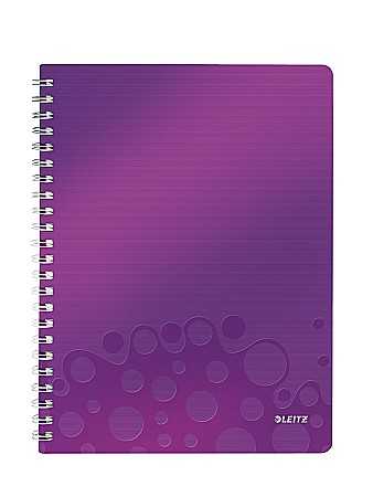 Produse din hartie - Caiet de birou LEITZ Wow, PP, A4, cu spira, matematica - mov metalizat