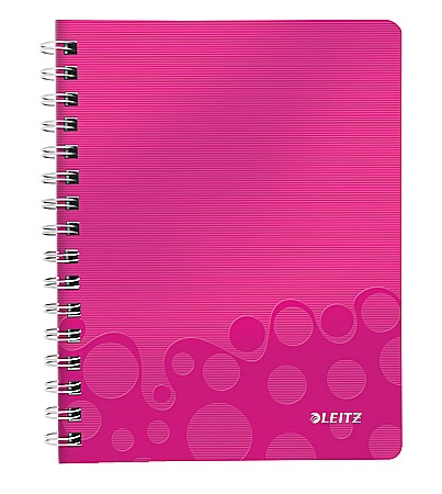 Produse din hartie - Caiet de birou LEITZ Wow, PP, A5, cu spira, dictando - roz metalizat
