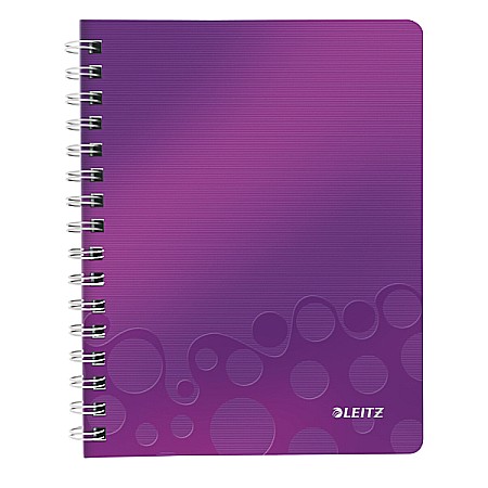 Produse din hartie - Caiet de birou LEITZ Wow, PP, A5, cu spira, matematica - mov metalizat