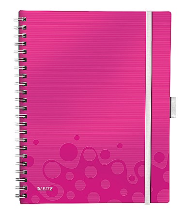 Produse din hartie - Caiet de birou LEITZ Wow Be Mobile, PP, A4, cu spira, matamatica - roz metalizat