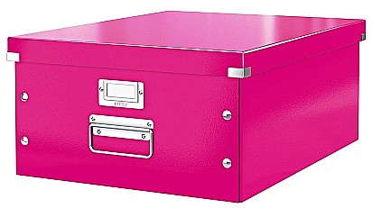Cutii de arhivare - Cutie LEITZ Click & Store mare 369 x 200 x 484 mm, carton laminat - roz