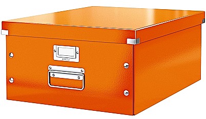 Cutii de arhivare - Cutie LEITZ Click & Store mare 369 x 200 x 484 mm, carton laminat - portocaliu