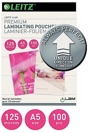 Aparatura pentru birou - Folie LEITZ UDT pentru laminare la cald, A5, 125 microni 100 folii/top