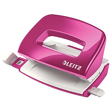 Perforator metalic LEITZ 5060 WOW Mini NeXXt Series, 10 coli - roz metalizat