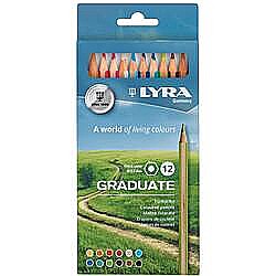 Creioane colorate - Creioane colorate LYRA Graduate Graphite, 12 culori/cutie