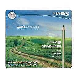 Creioane colorate - Creioane colorate LYRA Graduate Graphite, 24 culori/cutie metalica