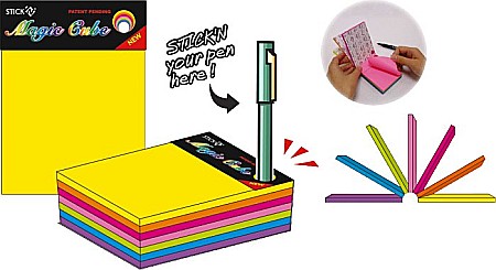 Cuburi din hartie - Magic cube color 101 x 76 mm, 280 file, Stick"n - 7 culori neon