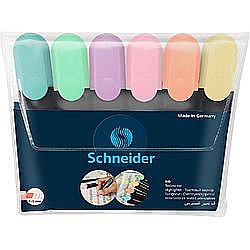 Textmarker SCHNEIDER Job Pastel, varf lat, 6 culori/set -(turcoaz, menta, lavanda, roze, piersica, vanilie)