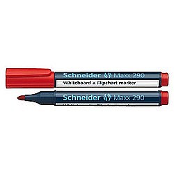 Markere pentru table si flipchart-uri - Marker SCHNEIDER Maxx 290, pentru tabla de scris+flipchart, varf rotund 2-3mm - rosu