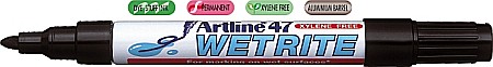 Markere cu destinatie speciala - Marker ARTLINE 47, pentru suprafete umede, corp metalic, varf rotund 1.5mm - negru