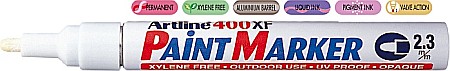 Marker cu vopsea ARTLINE 400XF, corp metalic, varf rotund 2.3mm - alb